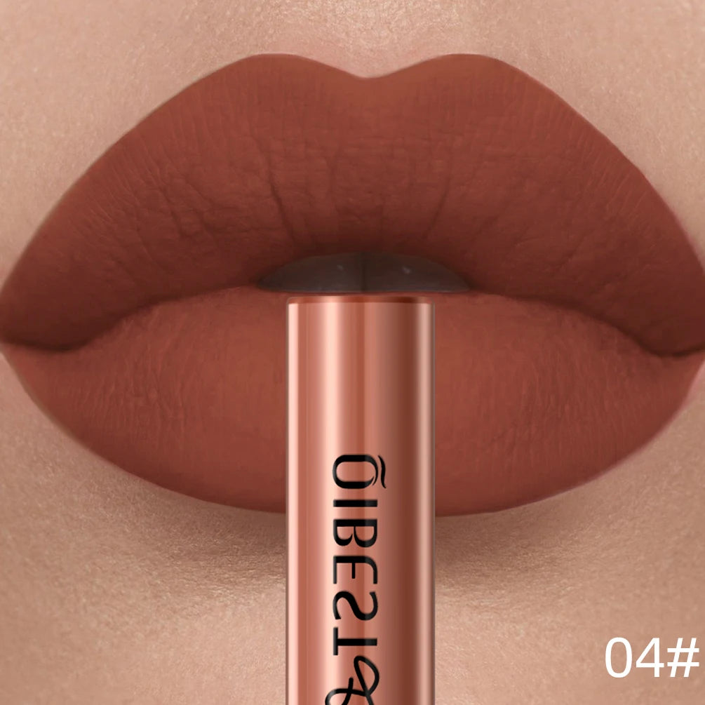 QIBEST Rouge à lèvres liquide mat Waterproof longue tenue Velours Gloss à lèvres Tube de teinte Pigment Nude mat Rouge à lèvres Maquillage des lèvres