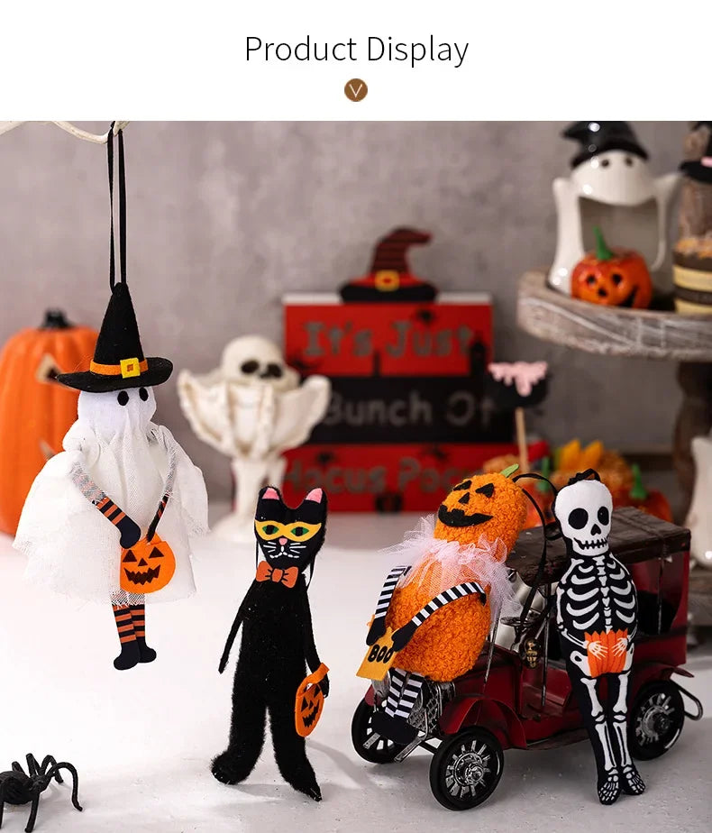 DIY Halloween Hanging Ornaments Fabric Pumpkin Ghost Skull Bewitching Decor Home Party Spooky Season