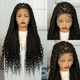 32" Boho Knotless Braids Wig | Natural Curly Ends | Full Lace | Baby Hair