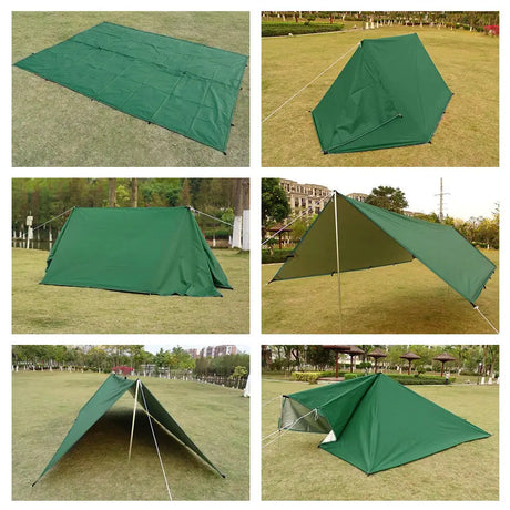 4x4m 4x3m 3x3m 19 Hang Points Tent Tarp Survival Sun Shelter Shade Canopy Outdoor Backpacking Waterproof Camping Awning SunShade - Lootquake