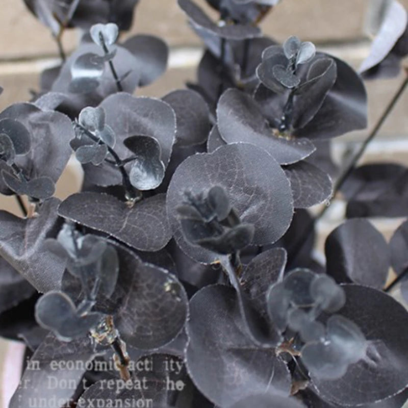 Fleurs artificielles d'eucalyptus noir de 34 cm pour décoration de chambre, de bureau, de maison