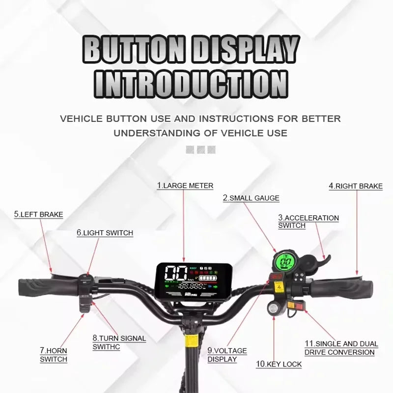 2024 5600W 60v38ah 11-inch off-road vacuum tire electric scooter with maximum speed of 85km/h and cruising range of 90km