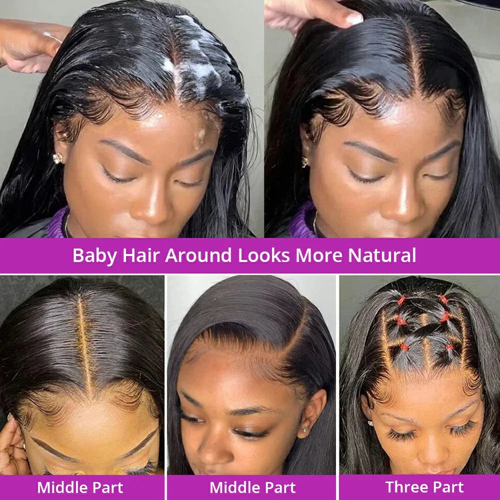 180% Density Straight Human Hair Wigs | HD 4x4 Lace Closure & 13x4/13x6 Lace Frontal Wig (Remy, 30-36 Inch Transparent Lace)