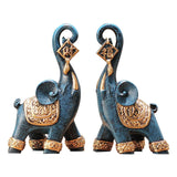 2x Estatuas de elefante modernas Colección de artesanía artística Escultura animal Adorno para