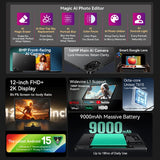 Tablettes Blackview MEGA 2 12 pouces 2K écran Widevine L1 24 Go (8 + 16) Android 15 256 Go 9000 mAh AI caméra principale Pad PC