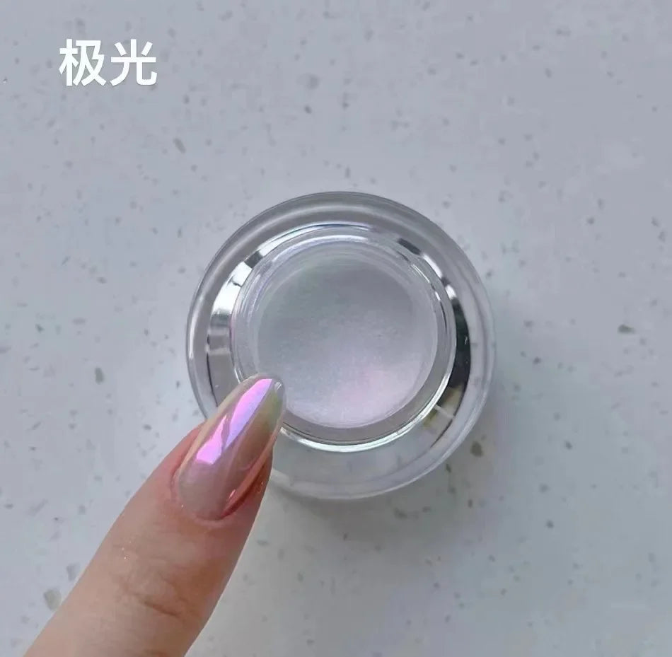 1 pieza de polvo de uñas con efecto espejo Moonlight, plateado, con purpurina fina y efecto metálico, pigmento en gel, esmalte de uñas holográfico cromado, para salón de arte.