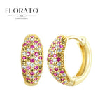 Pendientes de plata de ley 925 con microincrustaciones de circonitas en forma de aro y hebilla geométrica de lujo, joyería de moda, regalo al por mayor