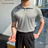 Men's Polo Shirt Elbow-Sleeved T-shirt Fashion Polo Collar Slim-Fit Men Clothing Woolen Sports Polo Tee Shirt Man Golf Shirt EUR - Lootquake