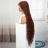 36" Ginger Orange Twisted Knotless Box Braids Wig | Full Lace | Baby Hair