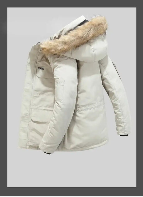 New Men Parkas Coat Windbreaker Big Pockets Wholesale Winter Parkas Men Thicken Coat Fur Hooded Jacket Overcoat Keep Warm Male - Lootquake
