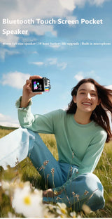 Mini haut-parleur Bluetooth intelligent à écran tactile, lecteur audio portable, appel mains libres sans fil, boîte à musique MP3, prise en charge de la lecture TF, contrôle par application