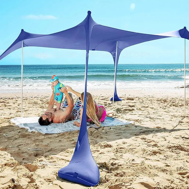 Blue Shade Family Beach Awning Ultralight Sunshade Tent for Sea Outdoor Portable Patio Shade Waterproof Camping Sun Shelter - Lootquake