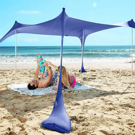 Blue Shade Family Beach Awning Ultralight Sunshade Tent for Sea Outdoor Portable Patio Shade Waterproof Camping Sun Shelter - Lootquake