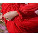 2025 Spring/Summer Silk Dress with Charm Seaside Vacation Beach Dress Red Extra Long Tailed Long Dress White Elegant And Gracefu - Lootquake