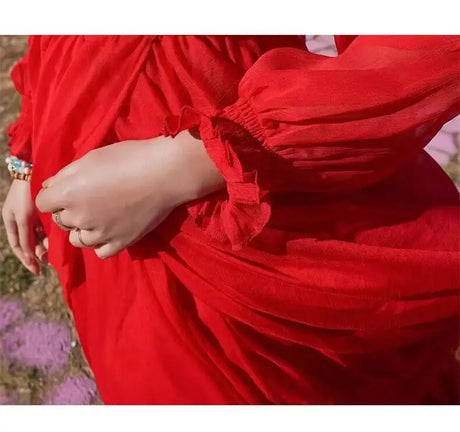 2025 Spring/Summer Silk Dress with Charm Seaside Vacation Beach Dress Red Extra Long Tailed Long Dress White Elegant And Gracefu - Lootquake