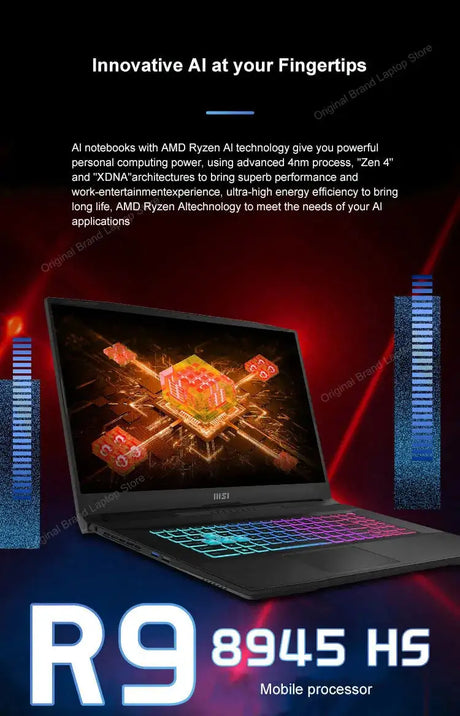 2024 MSI Katana A17 AI Laptop 17.3 Inch 2.5K QHD 240Hz IPS Screen Netbook AMD Ryzen R9-8945HS 16GB 1TB RTX4060 Gaming Notebook - Lootquake