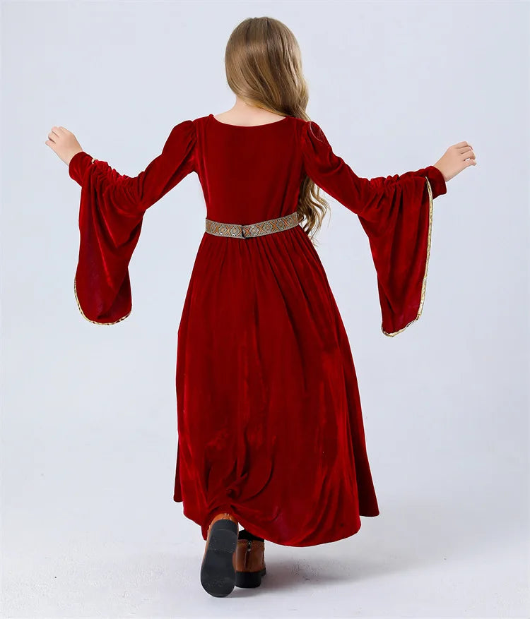 Halloween costume retro palace ball trumpet sleeves cosplay children's performance clothes European medieval costume complete