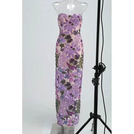 2025 Summer New Bra Heavy Industry Sequins Split Long Dress Women's Elegant Celebrity Club Party Evening Dress Wholesa - Lootquake