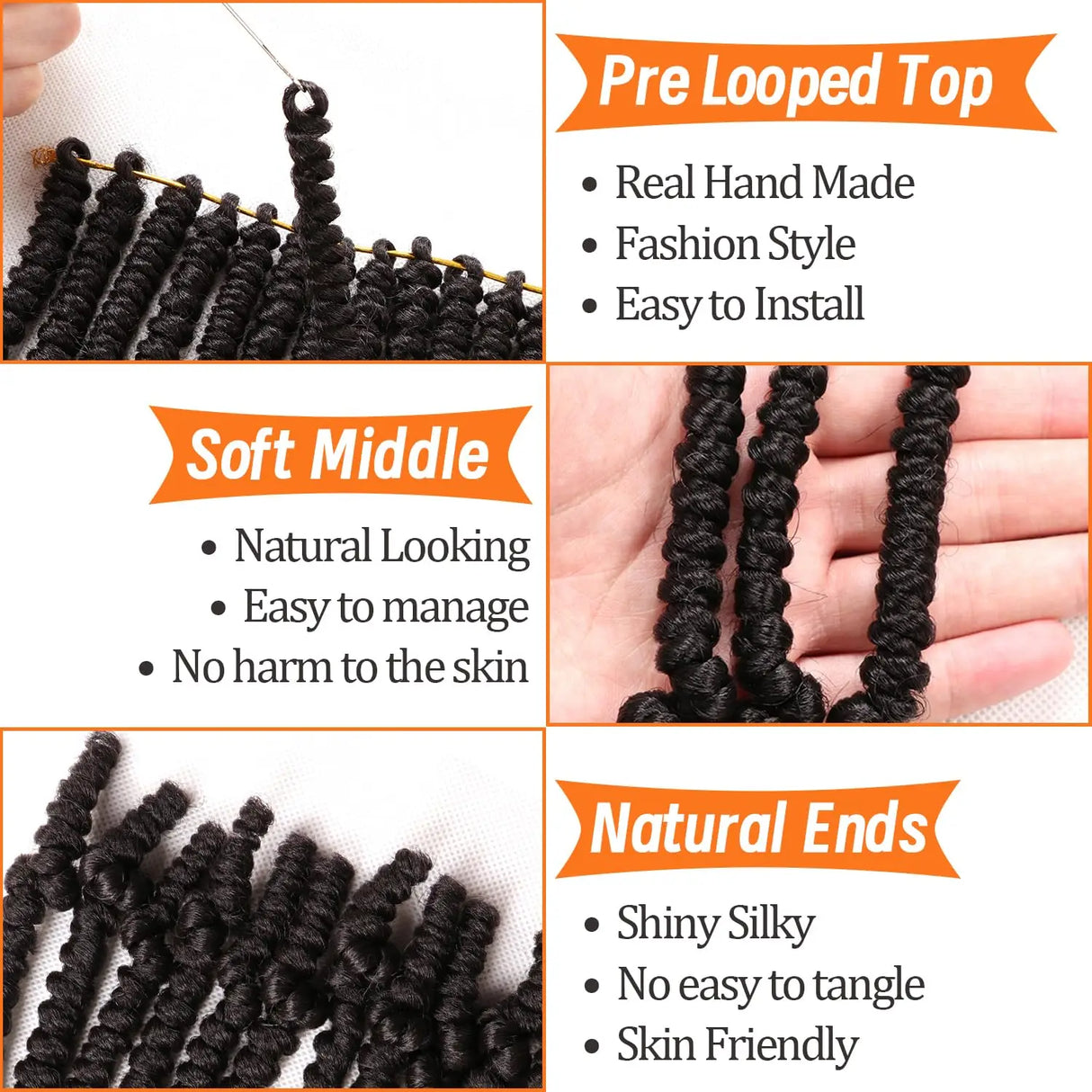 Bob Spring Twist Crochet Hair | Pre-Twisted Passion Twists | Pre-Looped Braids | 6-8 Inch | 20 Strands/Pack
