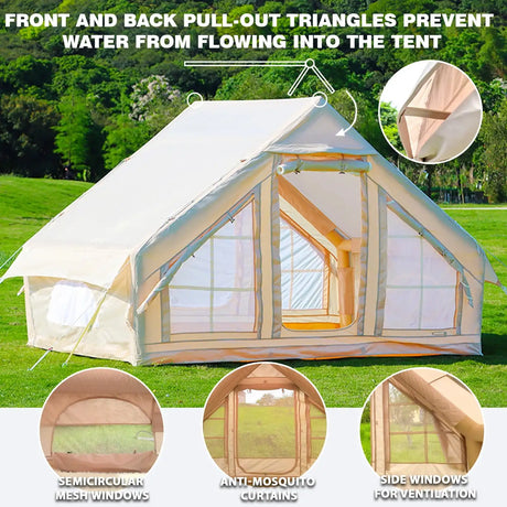 4-6 People Inflatable Tent with Pump Portable Blow Up Tent Easy Set-up Air Tent，4 Season Inflatable Tents for Camping - Lootquake
