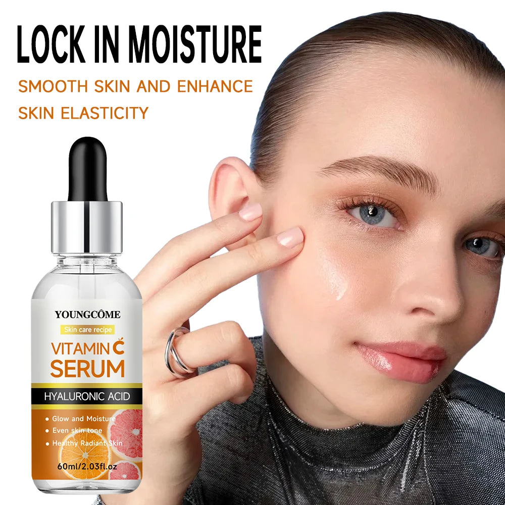 Suero facial con vitamina C, antiedad, blanqueador, iluminador, elimina manchas oscuras y pecas, con ácido hialurónico y vitamina E (40 ml/60 ml)