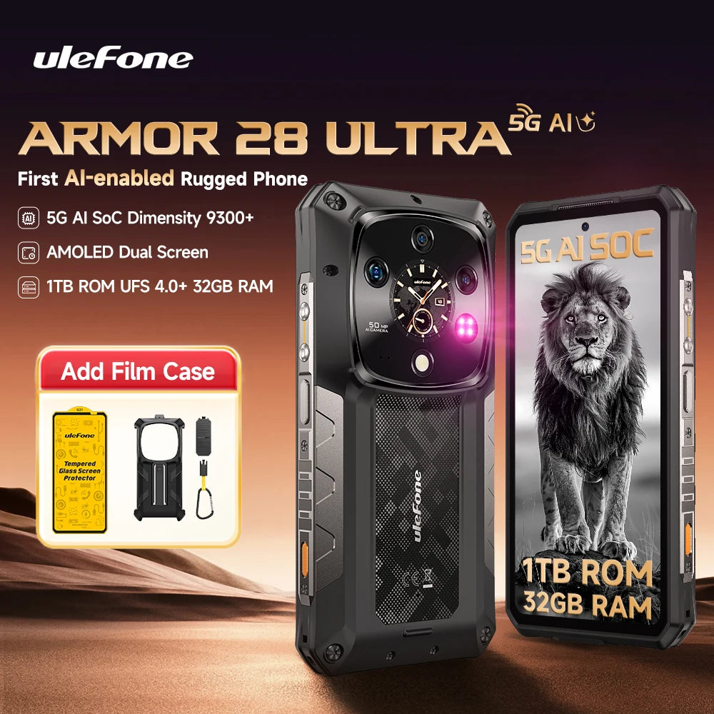 【Première mondiale】Ulefone Armor 28 Ultra 5G Téléphone robuste IA 1 To ROM + 32 Go RAM Smartphone Android AMOLED 6,67" 10600 mAh Téléphone portable