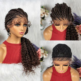 28" Colored Cornrow Braids Wig with Curly Ends | Lace Front | Baby Hair