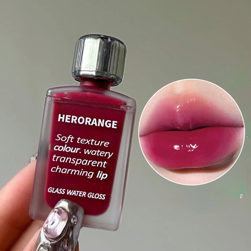 Laque à lèvres légère effet verre HERORANGE - Brillance miroir, formule hydratante ; anti-bavures, longue tenue et éclaircissante pour la peau
