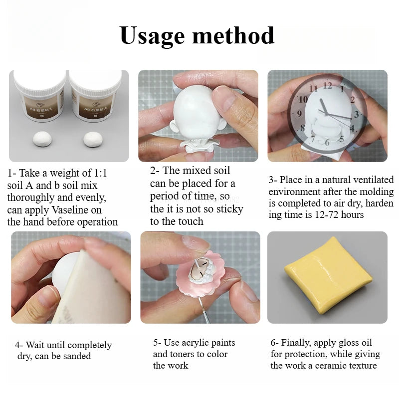 Argile pour sculpture sur pierre AB 100 g/200 g/500 g/set, résistante et imperméable, peut être polie, très faible expansion, sans volume, couleur des bords