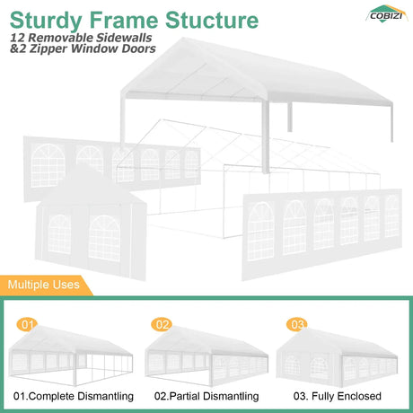 20x40FT Party Tent Heavy Duty, Wedding Tent, Event Tent for Parties, with 8 Removable Sidewalls, 20x40 Tent Carpas para Fiestas - Lootquake