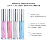 HANDAIYAN Best Seller Glitter Lip Gloss 6colors Moisturizing Mermaid Lip Glaze Waterproof Long Lasting Liquid Lip Stick