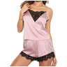 Women Sleepwear Satin Sexy Lace Pajamas Set Female Elegant Sleeveless Top And Shorts Nightgowns Bathing Suit Underwear Canisa - Lootquake