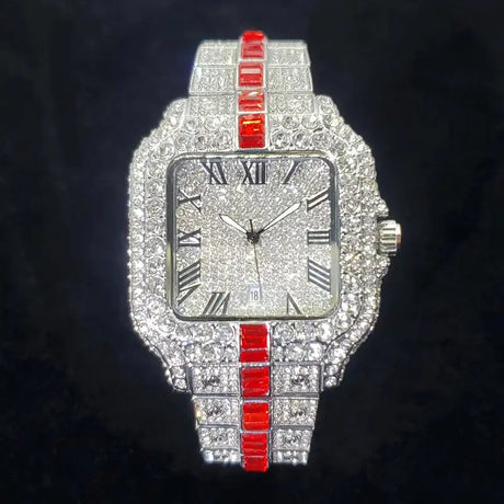 Luxury Full Diamond Watch for Men Fashion Green Iced Out Bling Square Watches Hip Hop Rap Jewelry Relogio Masculino Dropshipping - Lootquake
