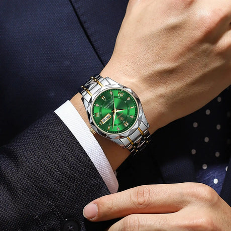 POEDAGAR Business Men's Watch Waterproof Luminous Stainless Steel Date Week Watches For Man Fashion Luxury Quartz Men Wristwatch - Lootquake