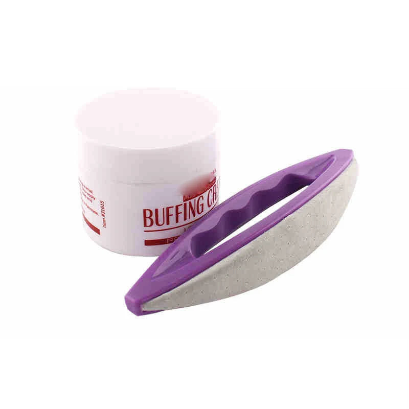 Professional 2pcs/set  Nail Art Buffing Cream + Leather Buffer Varnish Polish Set Nail Tool UV Gel Nail Tool Polish