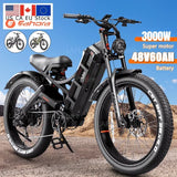 Bicicleta eléctrica Romeo Pro 2 2024, motor dual de 3000 W, batería de 52 V y 60 Ah, neumáticos anchos de 26" x 4.0", para montaña, nieve y todoterreno.