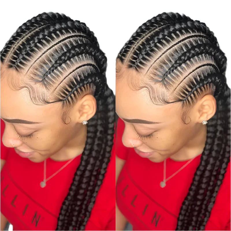 36" Jumbo Knotless Box Braids Wig | Incoo Full Lace Cornrow Wig | Transparent Lace | African Braided Hair