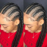 36" Jumbo Dutch Twins Cornrow Braided Lace Front Wig | Full Lace | Synthetic Crochet Hair | Black Women