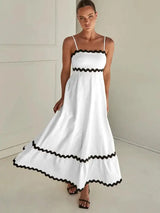 Striped Contrasting Colors Long Dress Women Spaghetti Strap High Waist Backless Party Evening Dresses Female Sleeveless Spring - Lootquake