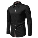 Plaid Color Block Navy Shirt Men 2024 Spring New Slim Fit Long Sleeve Mens Dress Shirts Party Casual Male Social Shirt - Lootquake