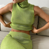 Tossy Elegant Knitwear 2 Piece-Set Long Dress Female Ribbed Sweater Pullover And Loose Patchwork Maxi Skirt Sets Ladies Outfits