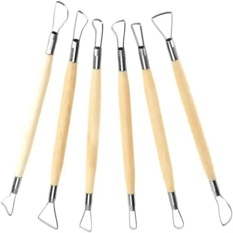 Double-Sided Clay Sculpting Tools Wooden Handle Clays Tool Pottery Sculpture for Ceramic Wax Pottery Carving Modeling Supplies