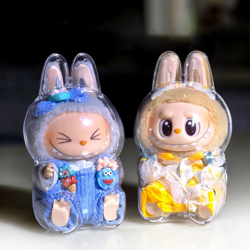 LABUBU Étui transparent pour siège Labubu Étui en plastique Sac à dos Charms