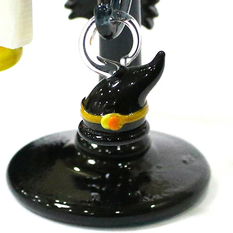 Halloween Decor Cute Glass Tree Figurine Ornaments with Mini Owl Spider Bat Pumpkin Cross Ghost Evil Eye Heart Moon Hat Pendant