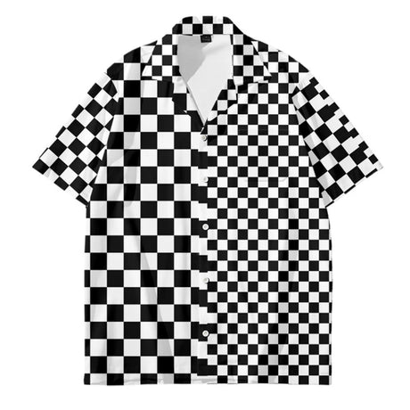 Mens Designer Clothes Black and White Dot Print Shirts Oversized Summer Travel Hawaii Beach Hawaiian Harajuku Camisa Masculino - Lootquake