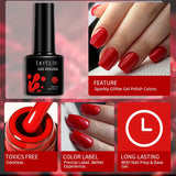 LILYCUTE 5Pcs/Set 7ML Red Brown Nail Gel DIY Nail Art Semi Permanent UV Gel Polish Long Lasting Design Manicure Kit Supplies