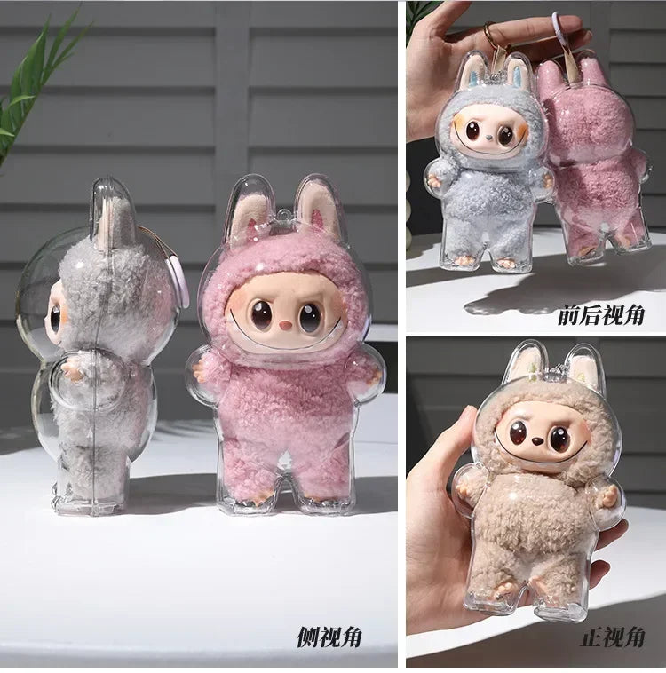 Housse de protection transparente Labubu pour jouets en peluche, sac de présentation pour poupées Labubu I II, mini boîte de rangement portable