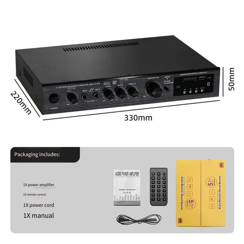 Amplificador de sonido Bluetooth 5.1, altavoz, amplificador de audio estéreo, componentes del sistema de audio estéreo, graves ultra potentes, alta potencia