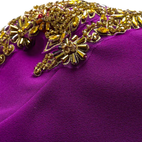 Long Dress Summer 2022 new purple nail drill elegant temperament close waist fish tail evening dress - Lootquake