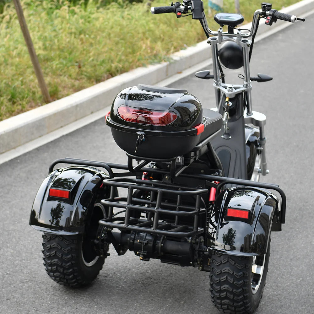 Trottinette électrique 3 roues pour adulte, moteur 2000 W, vitesse maximale 35-45 km/h, charge maximale 250 kg, pneus larges tout-terrain de 18 pouces